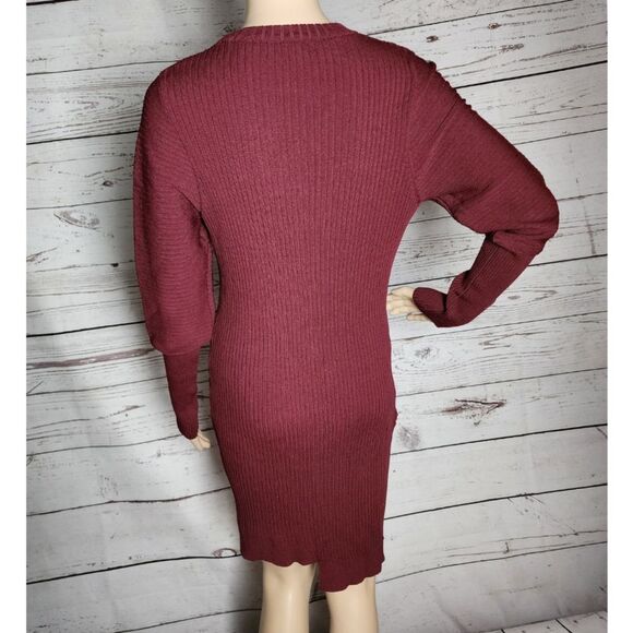 Central Park West Burgundy Long Sleeve Sweater Dress Large - Picture 2 of 8